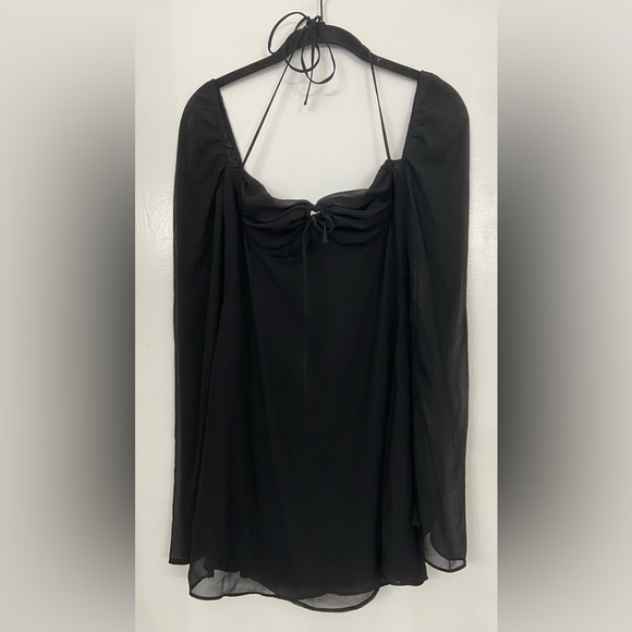 House of CB Babydoll Black Chiffon Halter Mini Dress Black Size Small - Picture 5 of 10